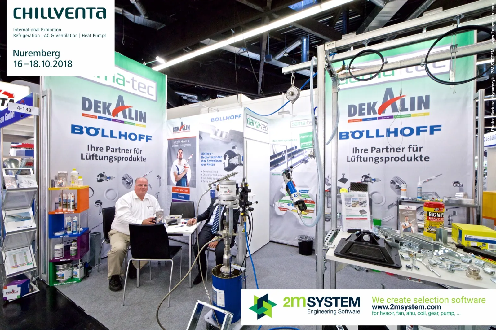 Dekalin and Böllhoff sealants and duct fastening tools on dama-tec stand at Chillventa 2018
