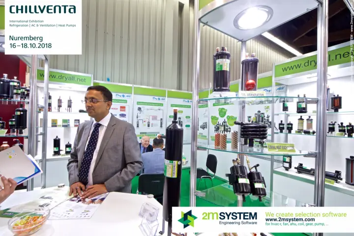 Dry All glass showcase with cutaway oil separator and coaxial exchanger at Chillventa 2018