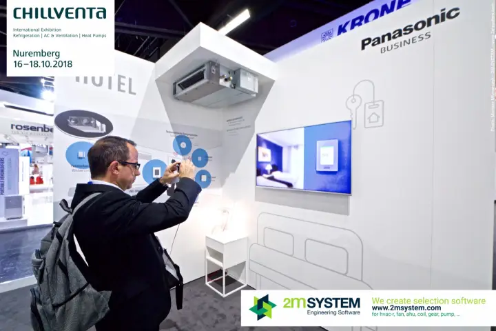 Ducted indoor unit and hotel room control display at Panasonic at Chillventa 2018
