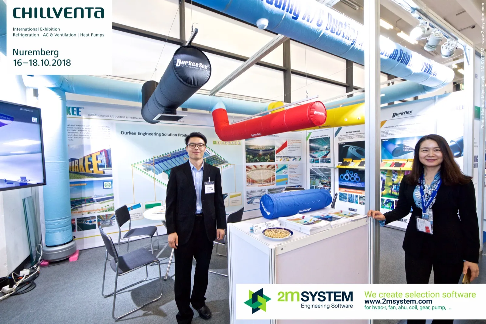 Durkee stand with suspended DurkeeSox fabric air ducts at Chillventa 2018
