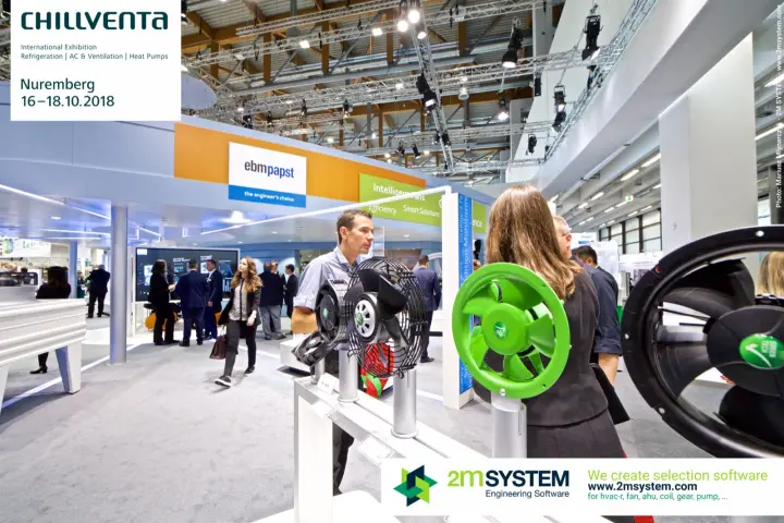 ebm-papst fan display with visitors walking the open stand at Chillventa 2018