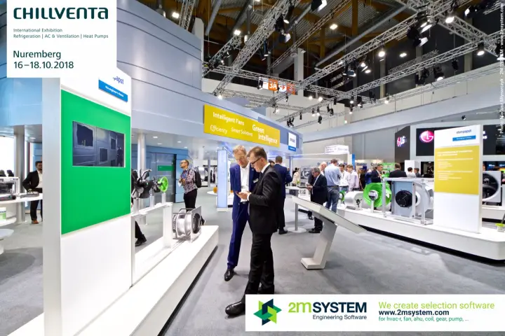 ebm-papst fan displays under 'Intelligent Fans – Green Intelligence' sign at Chillventa 2018
