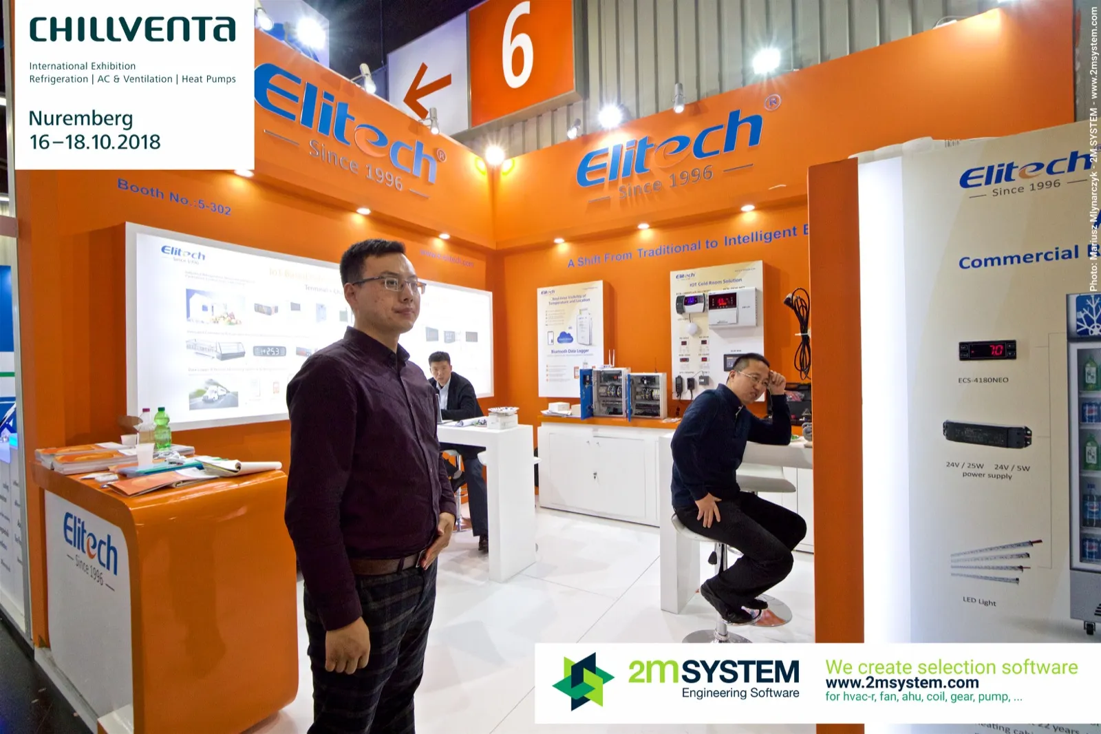 Elitech stand with 'A Shift From Traditional to Intelligent' back wall at Chillventa 2018