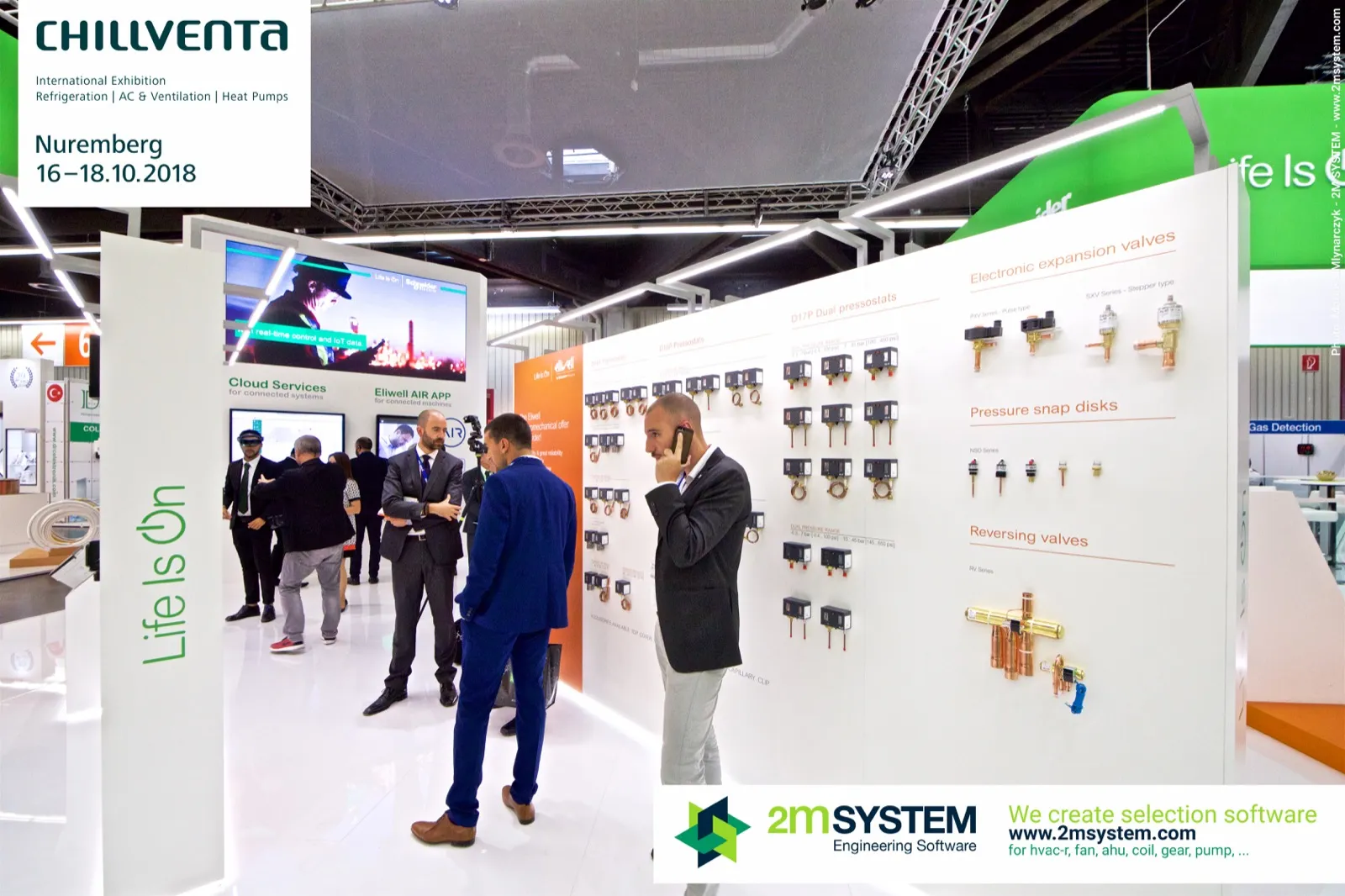 Eliwell display of expansion valves, snap disks and reversing valves at Chillventa 2018