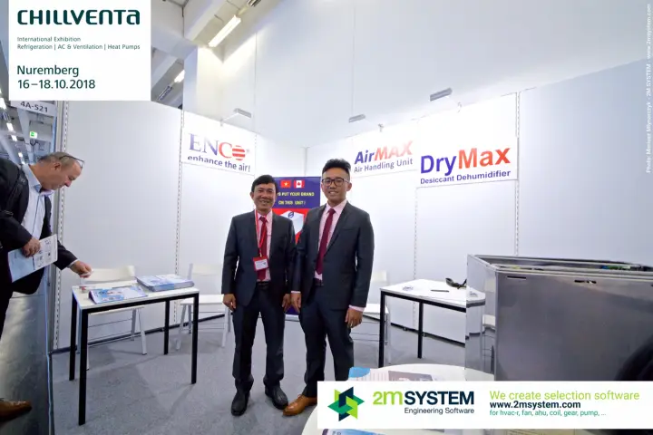 ENCO stand 4A-521 with a stainless unit casing and visitor at Chillventa 2018