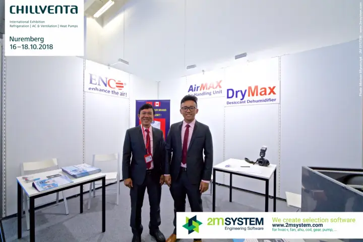 ENCO stand with AirMAX and DryMax product signs at Chillventa 2018