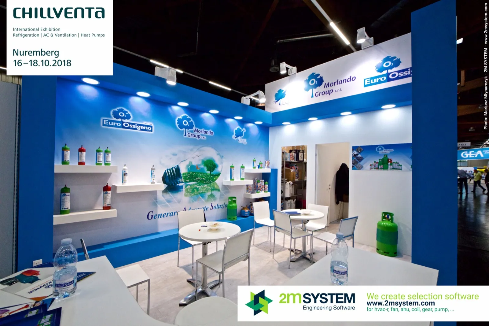 Euro Ossigeno and Morlando Group refrigerant cylinder display at Chillventa 2018