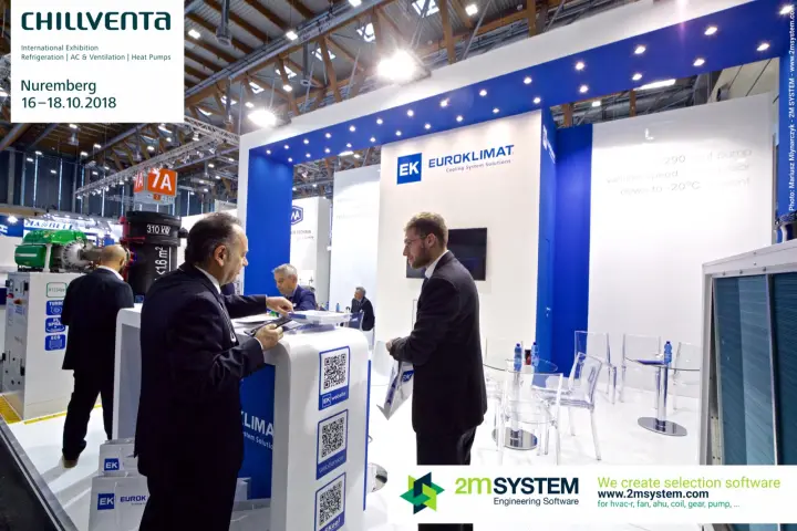 Euroklimat R290 heat pump wall text and QR-coded counter at Chillventa 2018