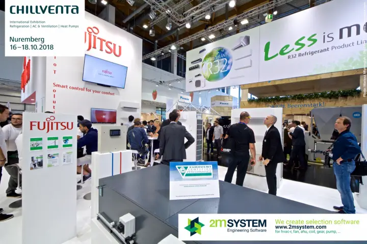 Eurovent Certified Performance sign on a Fujitsu ventilation unit at Chillventa 2018