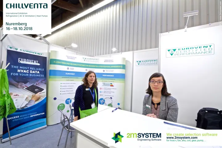 Eurovent stand with Market Intelligence roll-up and certification wall