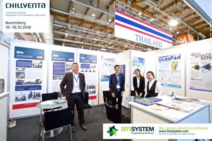 Exhibitors in the Thailand pavilion with BFin and HuTek posters