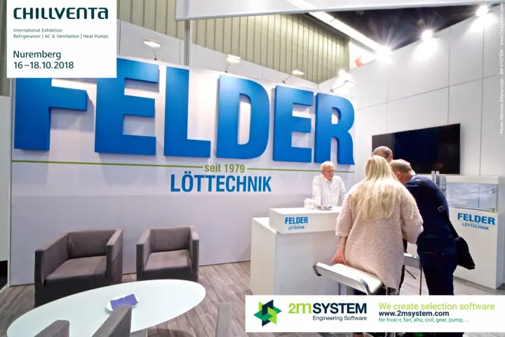 Felder Löttechnik stand with giant blue lettering and lounge chairs