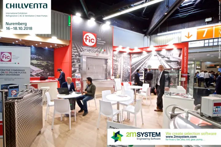 FIC stand with pillow plate heat exchangers and meeting tables