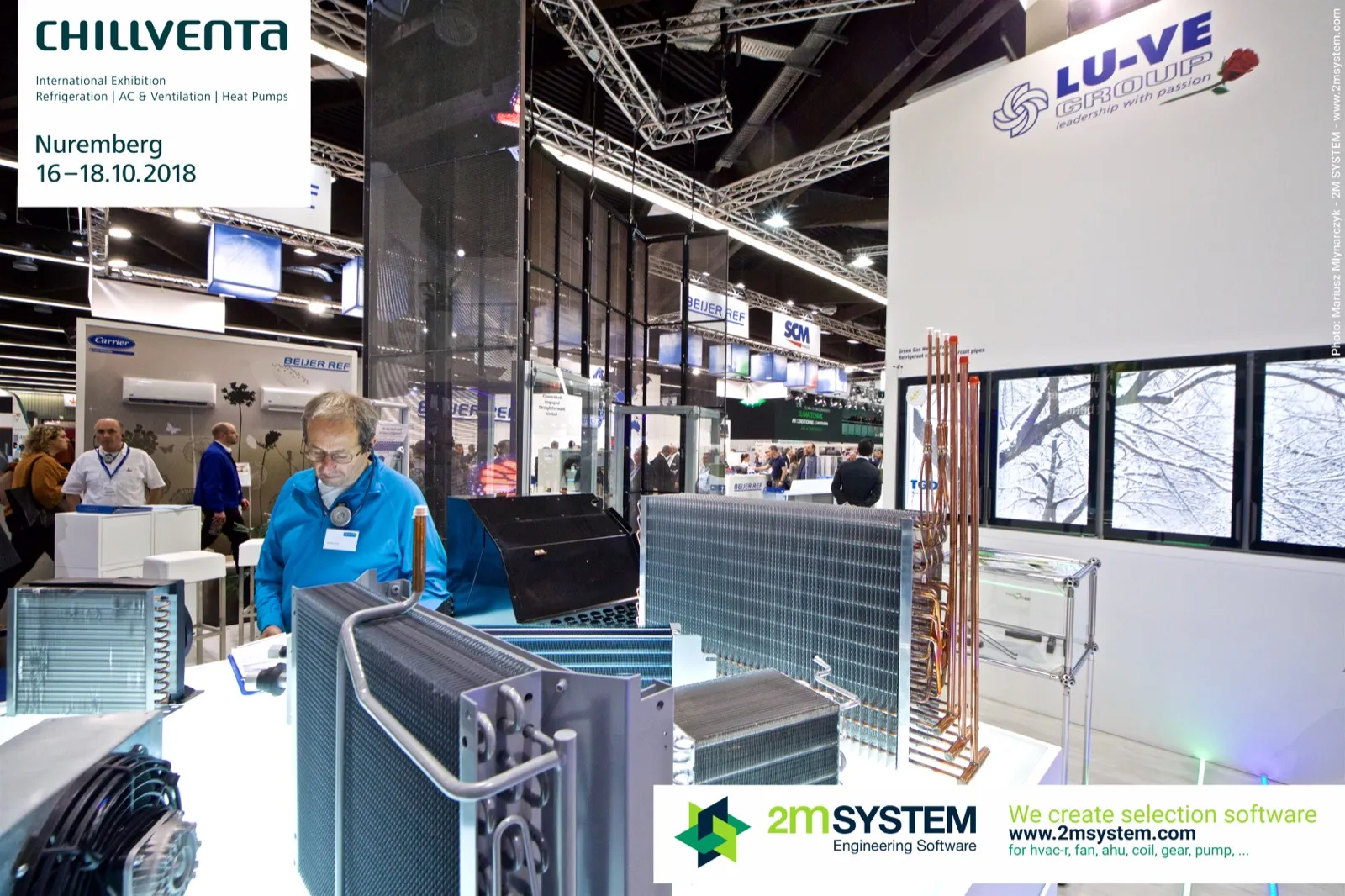 Finned heat exchanger coils on the LU-VE Group display table at Chillventa 2018