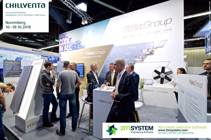 FläktGroup stand with WEGA II unit and ACe Climafan axial fan