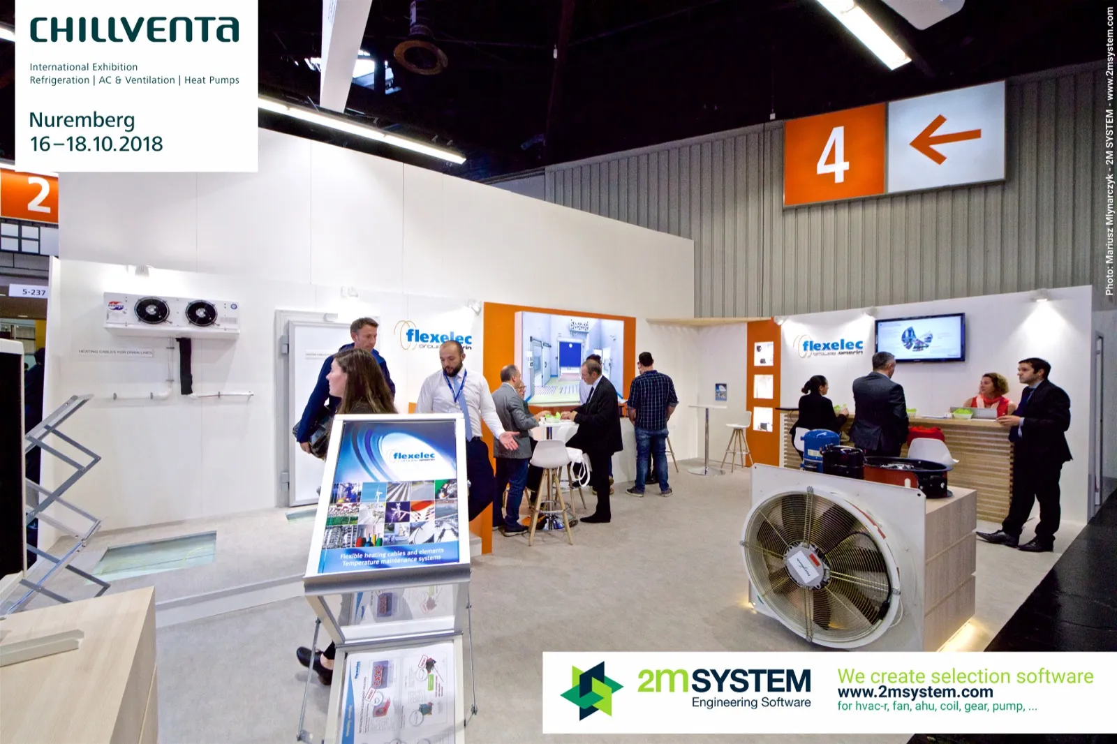 Flexelec heating cable poster, unit cooler and fan display at Chillventa 2018