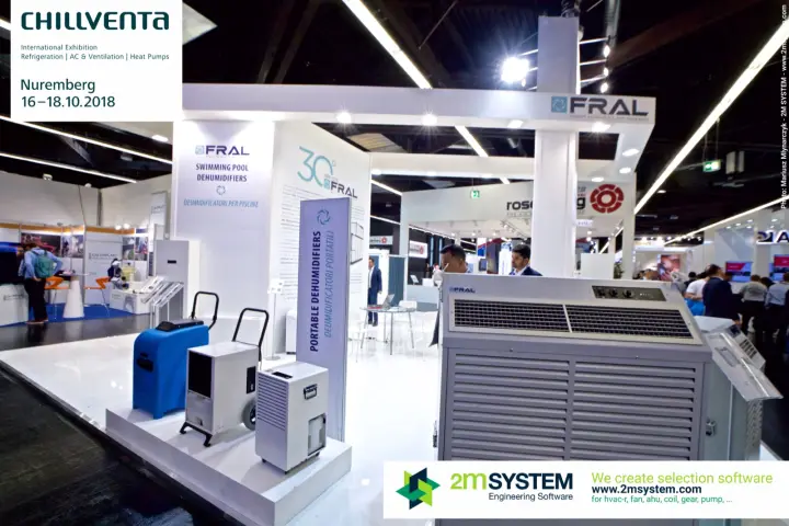 Fral portable dehumidifiers and a portable air conditioner at the front at Chillventa 2018