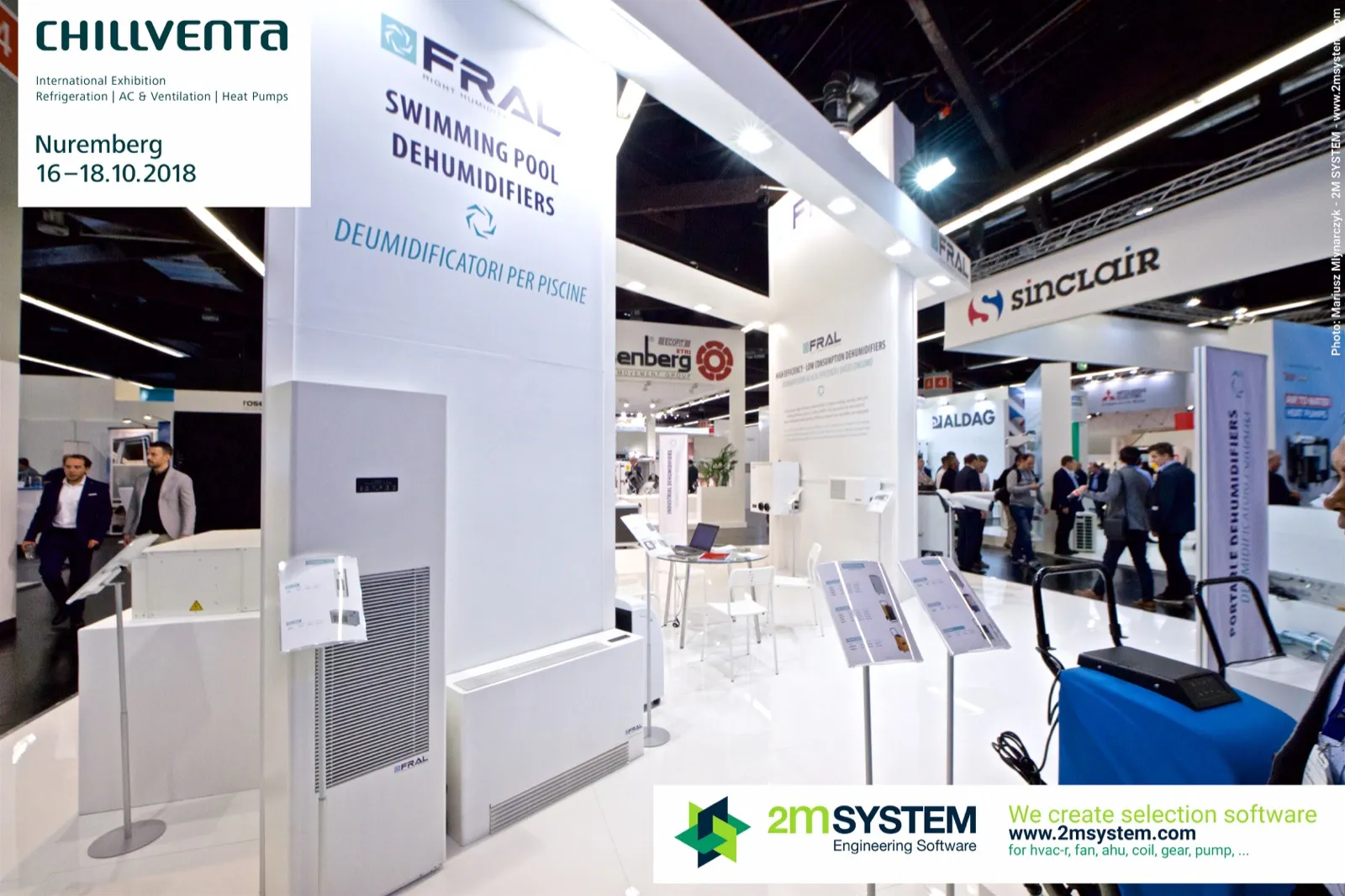 Fral swimming pool dehumidifier column with wall and console units at Chillventa 2018