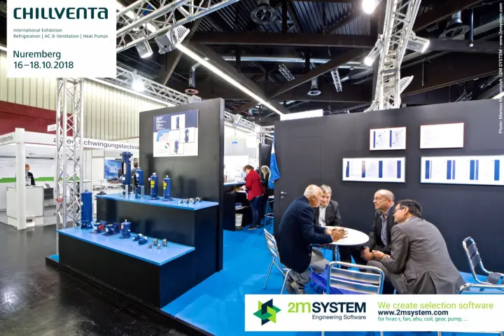Frigomec blue receivers and fittings on stepped display with meeting area