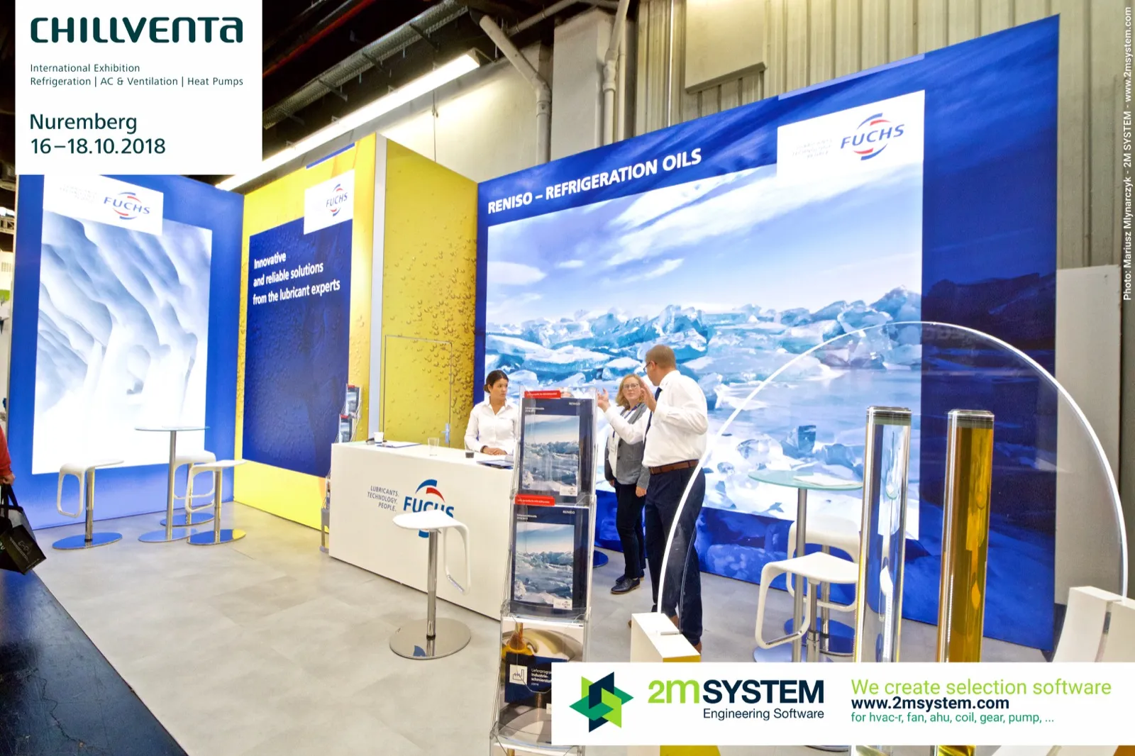 Fuchs stand promoting RENISO refrigeration oils with ice-themed graphics at Chillventa 2018