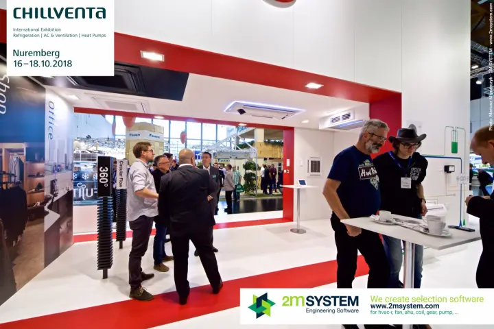 Fujitsu stand passage with ceiling cassettes and a 360° Circular Flow display at Chillventa 2018