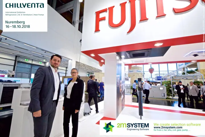 Fujitsu team portrait under the large red logo at Chillventa 2018