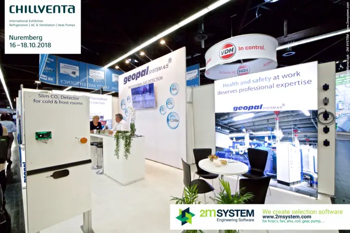 Geopal System gas detection stand with Slim CO2 Detector door demo at Chillventa 2018