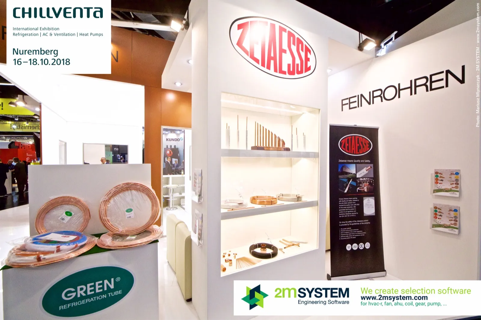 Green Refrigeration Tube copper coils at the Zetaesse and Feinrohren stand at Chillventa 2018