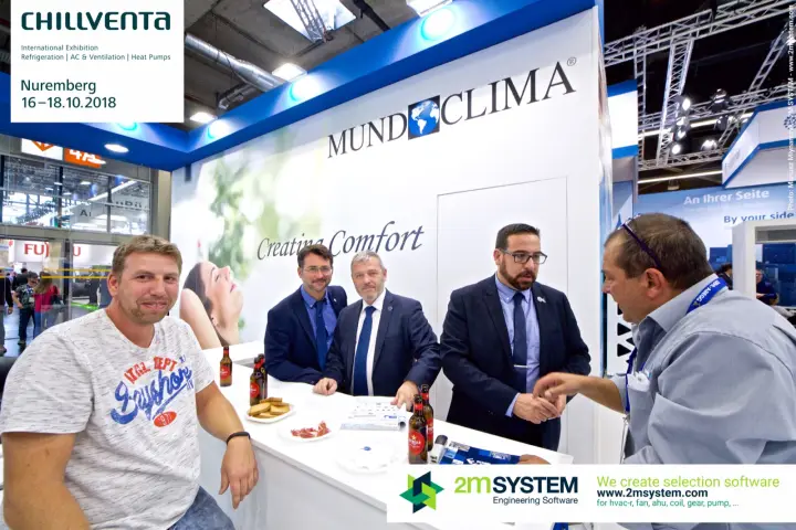 Group at the Mundoclima counter beneath the brand logo at Chillventa 2018