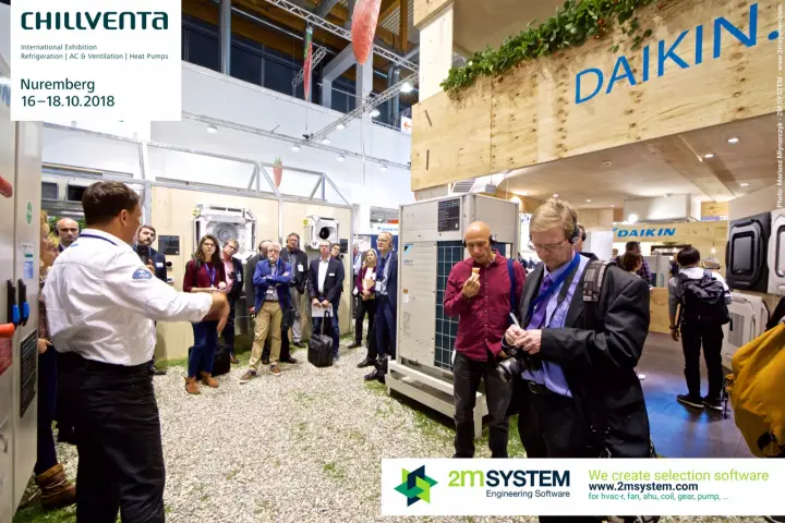 Guided product presentation for a visitor group on the Daikin stand