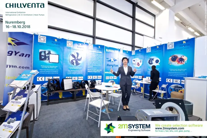Hangda stand with outer rotor axial, shutter and inline fans at Chillventa 2018
