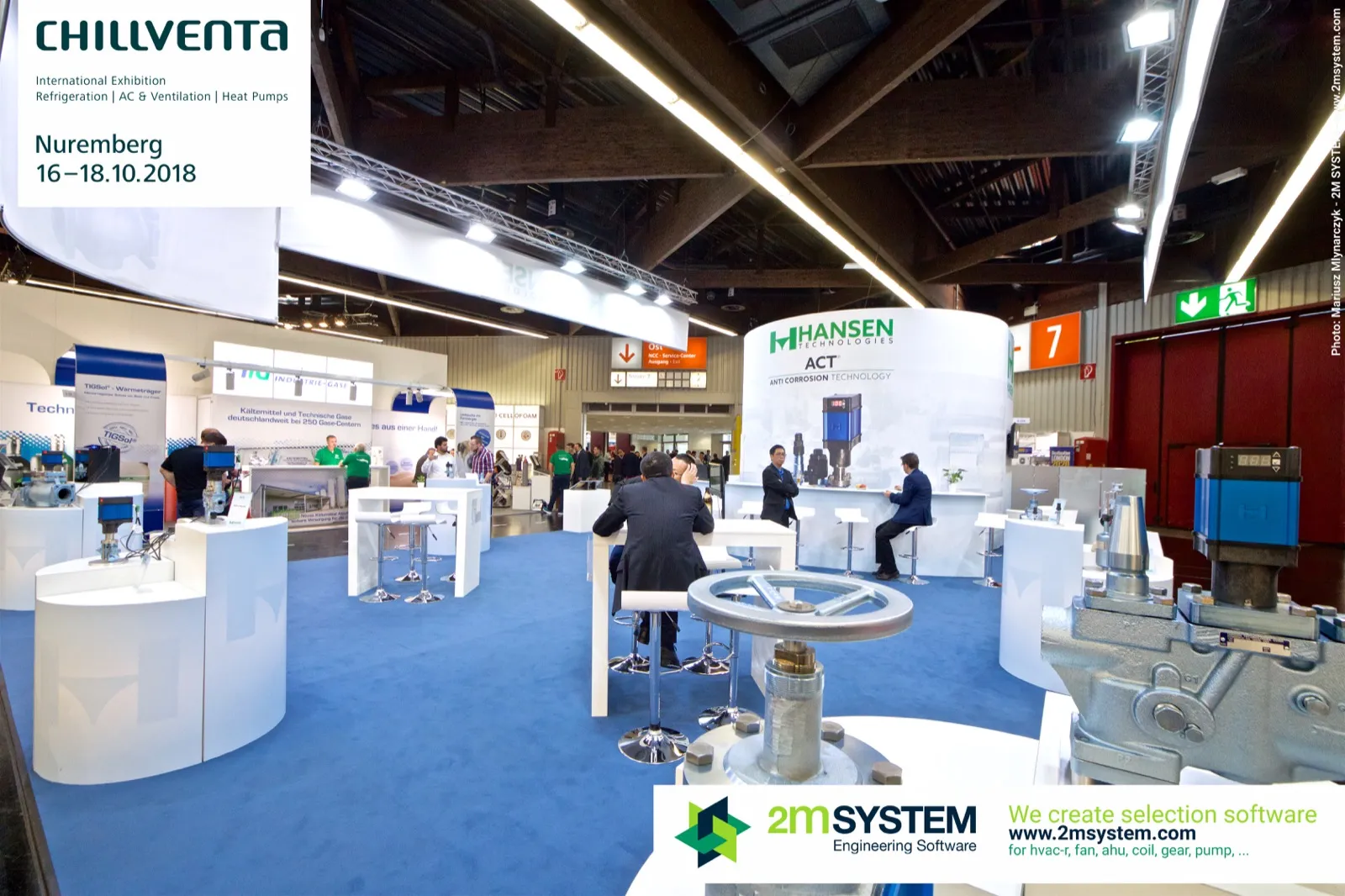 Hansen Technologies valves on plinths and ACT anti-corrosion tower at Chillventa 2018