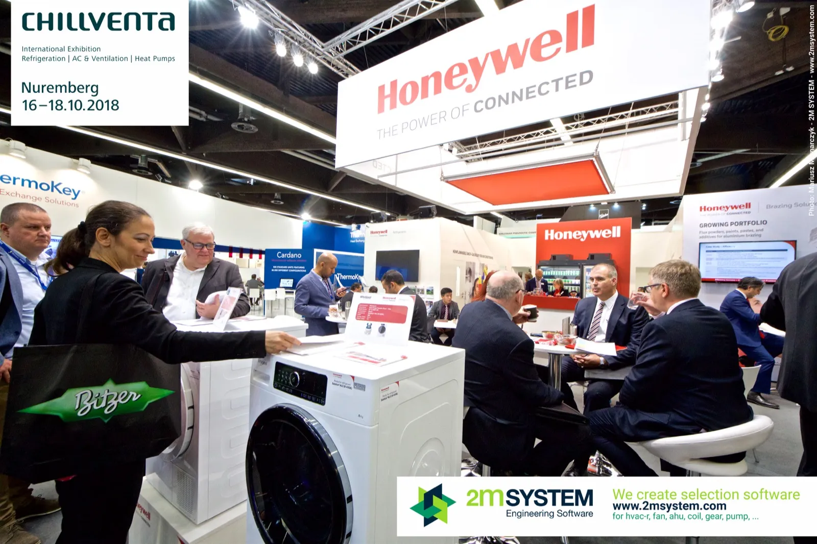 Heat pump tumble dryers with Honeywell refrigerant labels on display at Chillventa 2018