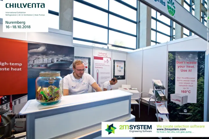 HeatBooster banner and reception counter at Viking Heat Engines