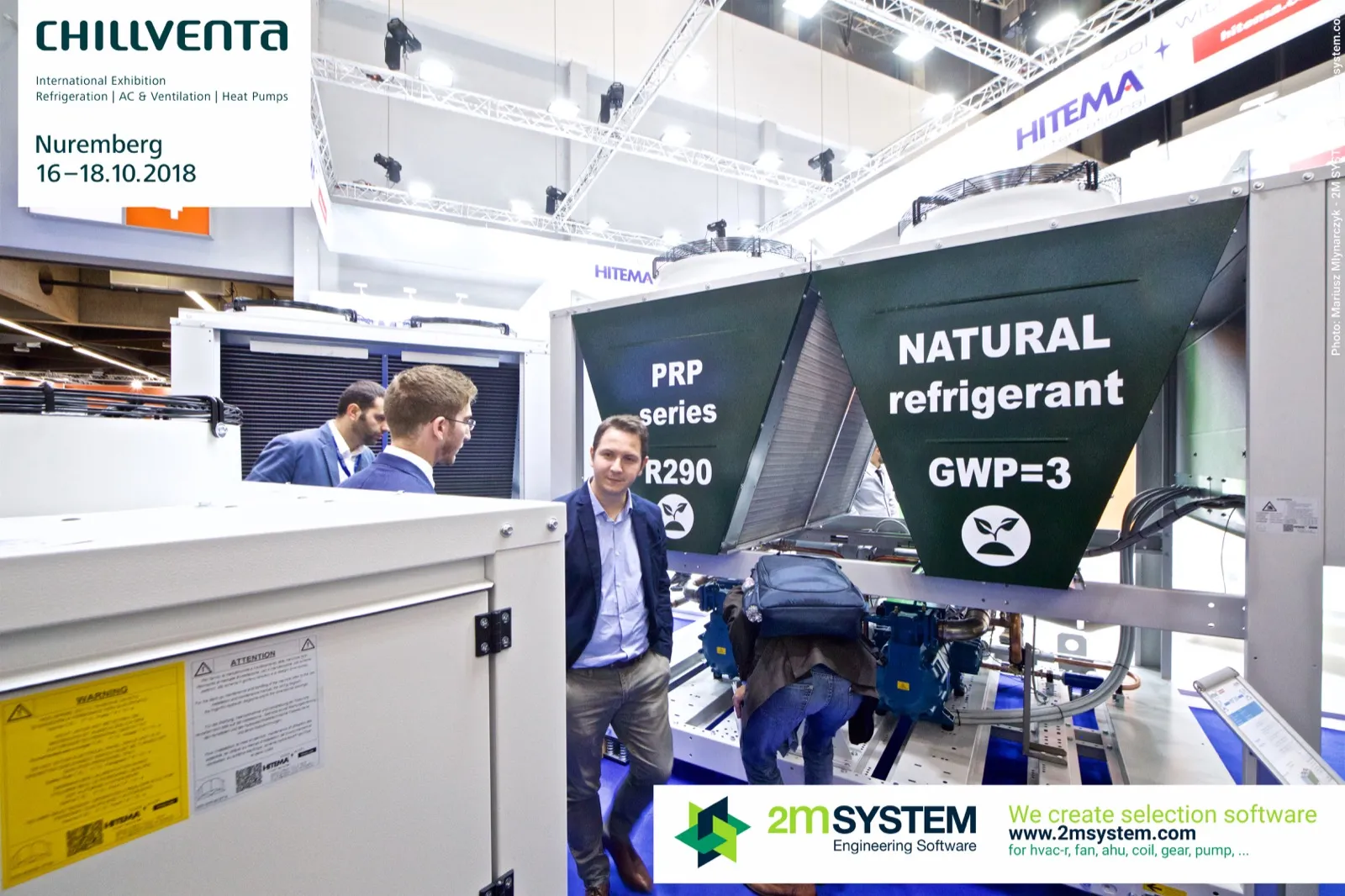 Hitema PRP series R290 chiller with its compressors exposed at Chillventa 2018