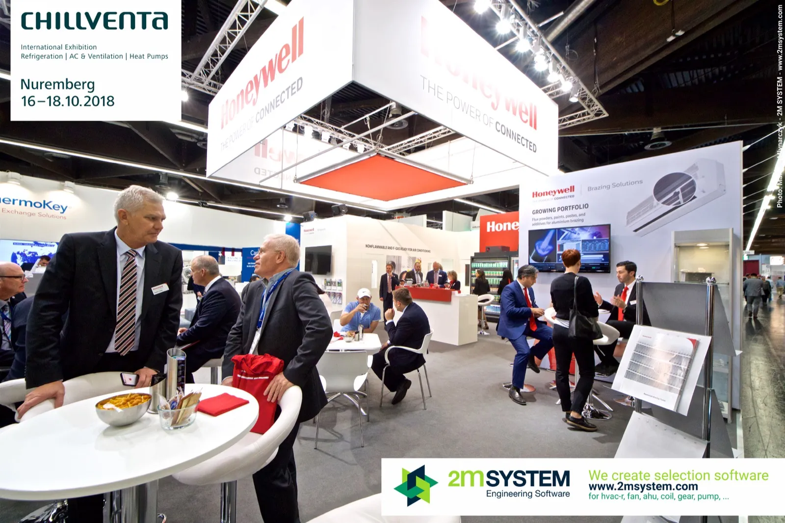 Honeywell Brazing Solutions wall and meeting tables under the banner at Chillventa 2018
