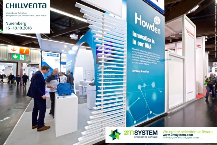 Howden "Innovation is in our DNA" wall with white louvre screen