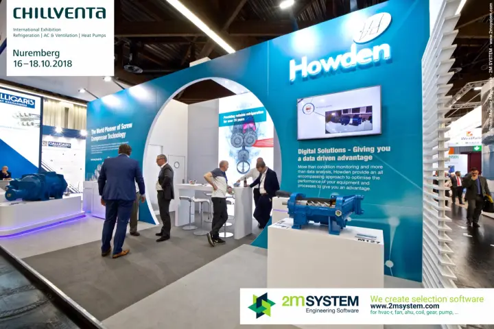Howden stand with arched entrance and screw compressor on a plinth