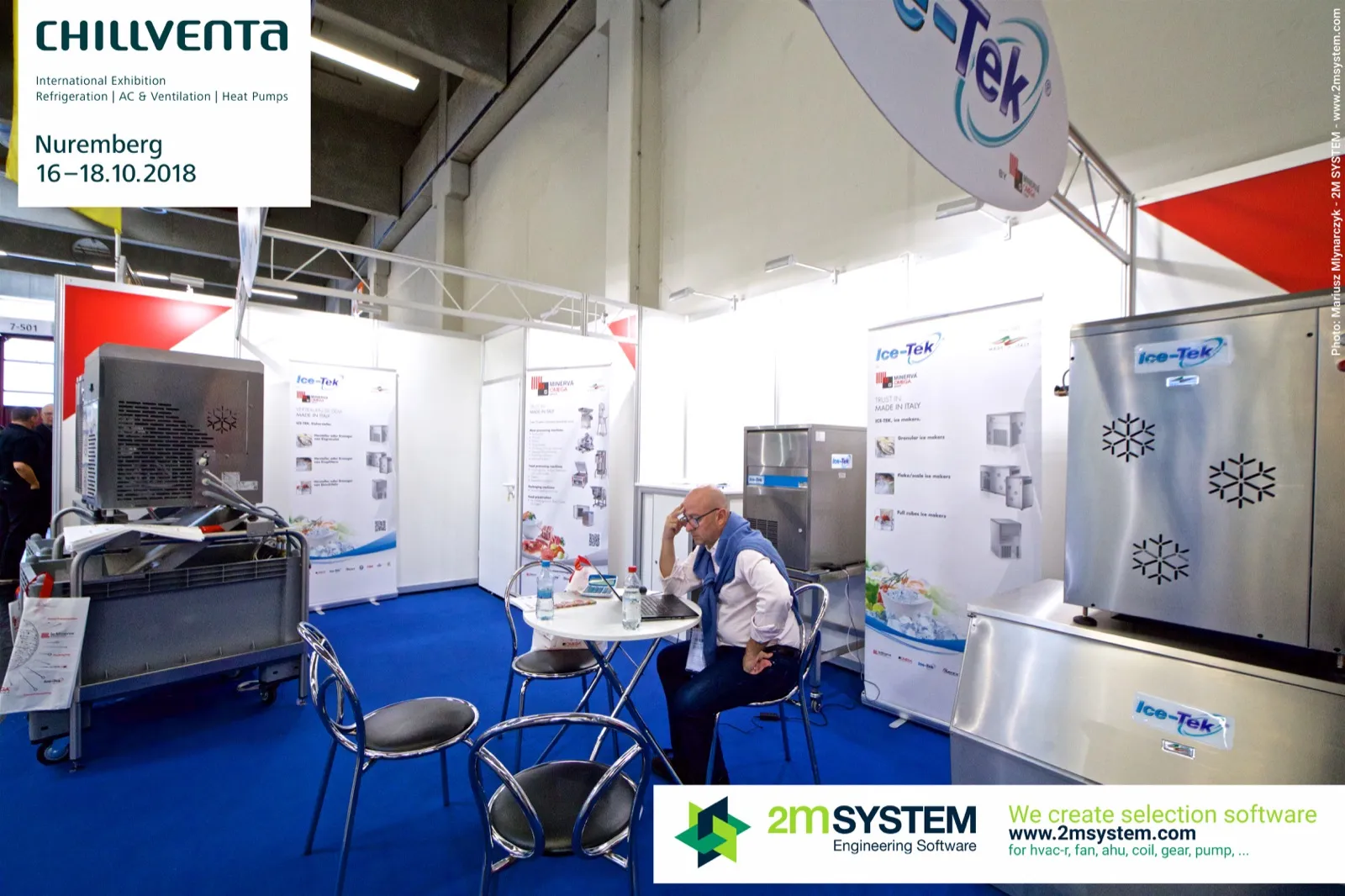 Ice-Tek ice machine with snowflake cut-outs and roll-ups at Chillventa 2018