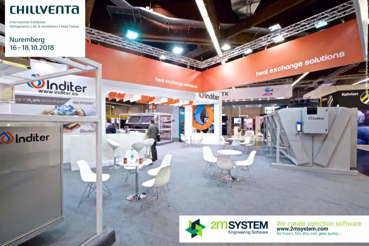 Inditer stand under orange 'heat exchange solutions' banner with V-type cooler