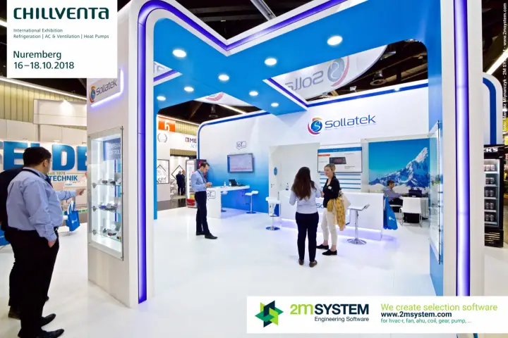 Inside the Sollatek stand with mountain graphic and controller showcase