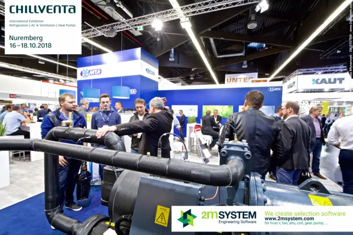 Insulated chiller pipework and compressor in front of the MTA stand at Chillventa 2018