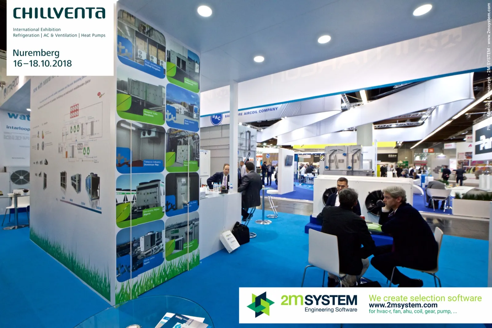 Intarcon reference project column and meeting tables at Chillventa 2018