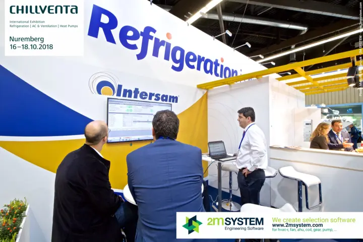 Intersam software demonstration on a wall screen to visitors
