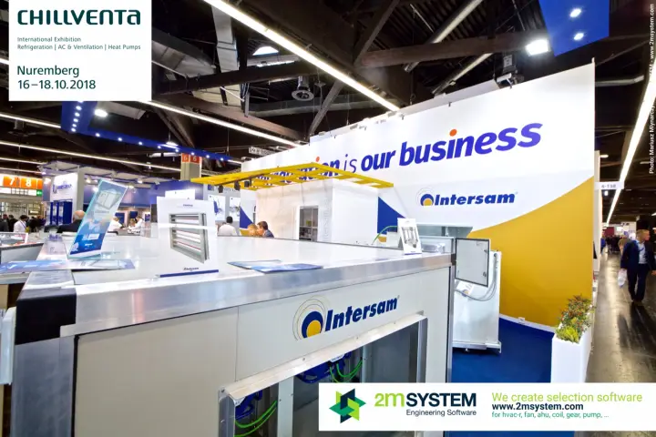 Intersam unit casing and damper sample under 'is our business' slogan at Chillventa 2018