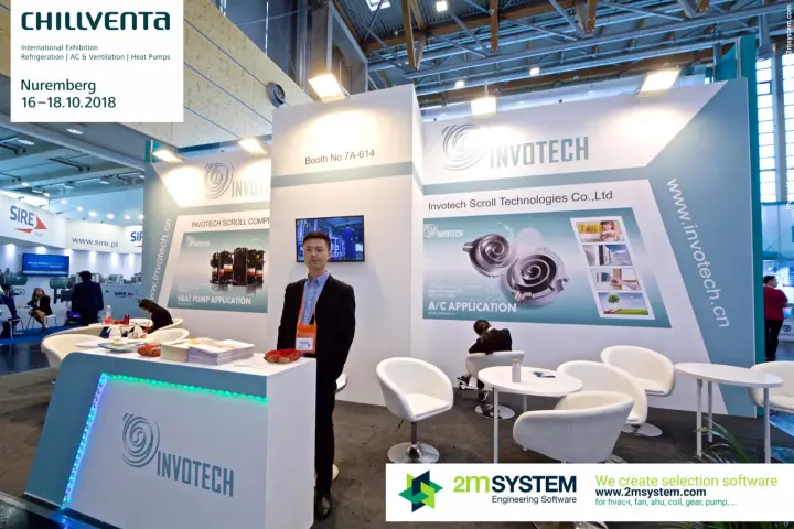 Invotech scroll compressor stand at booth 7A-614 at Chillventa 2018