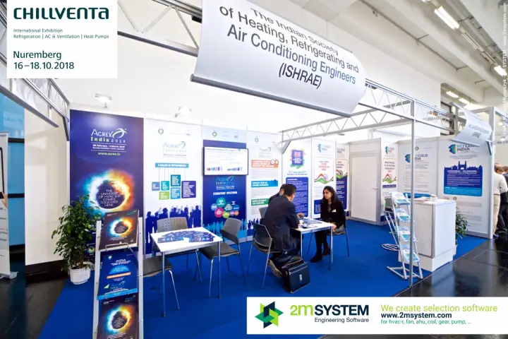ISHRAE header sign over ACREX India 2019 posters