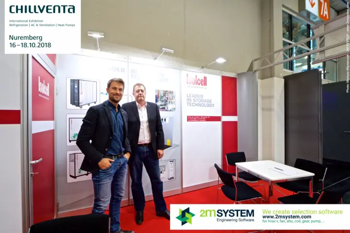 Isolcell stand wall with controlled-atmosphere equipment graphics at Chillventa 2018