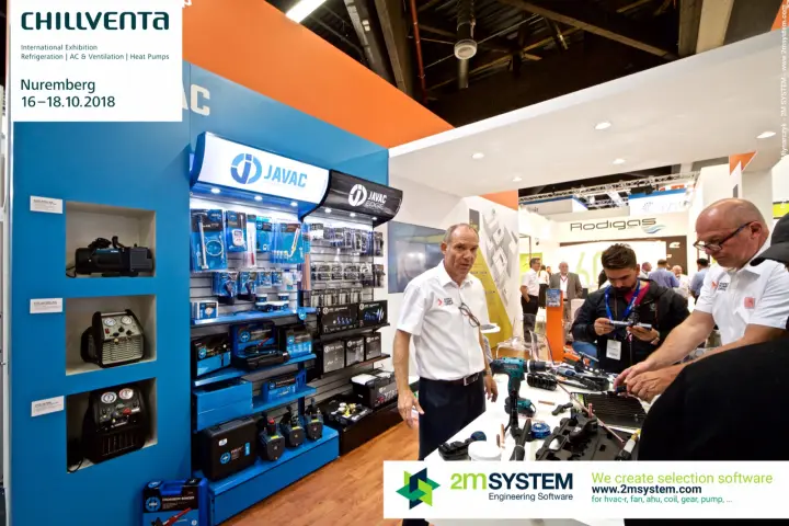 Javac refrigeration tool wall and demo counter on the Aspen Pumps Group stand at Chillventa 2018