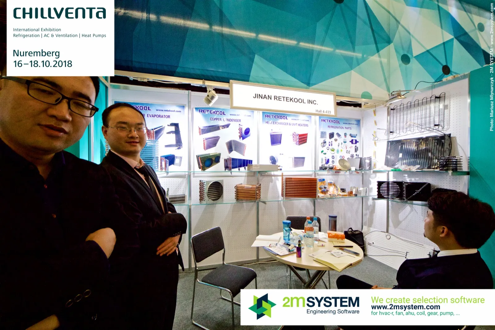 Jinan Retekool booth with copper condensers, evaporators and wire-tube coils at Chillventa 2018
